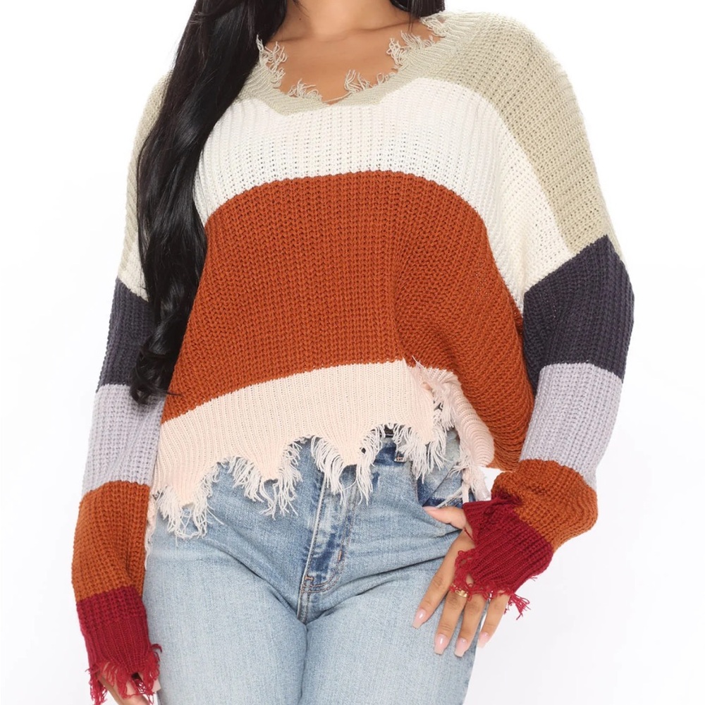 V-neck multicolor sweater